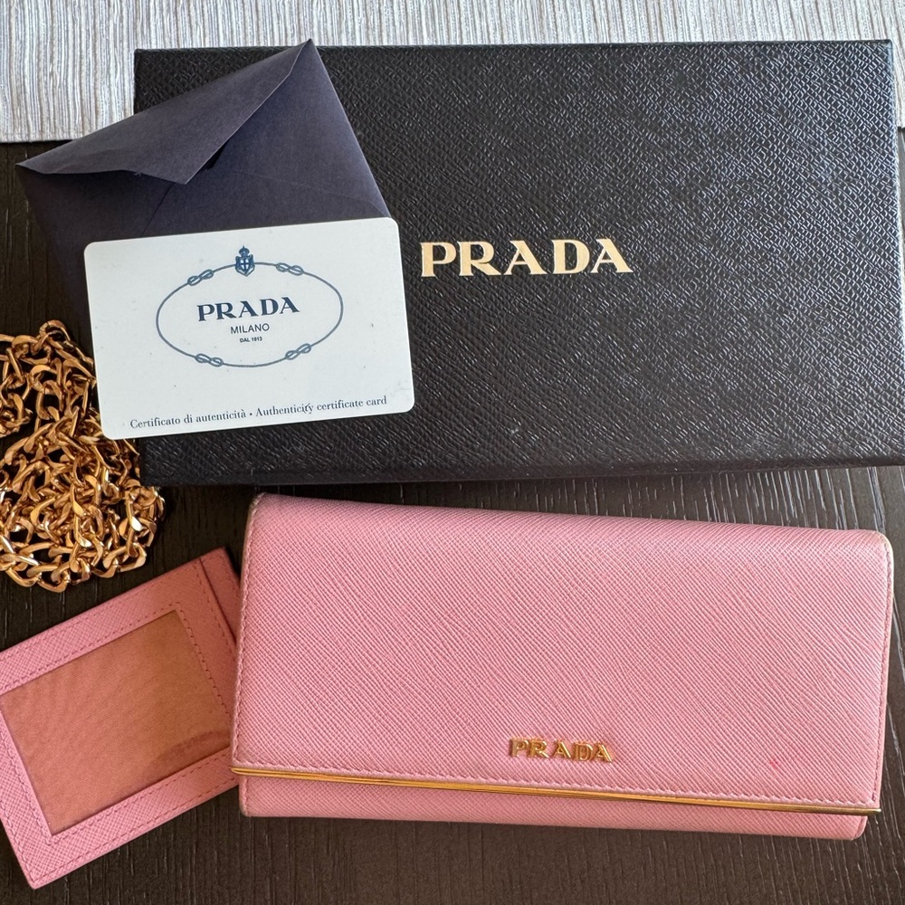 Prada Pink Saffiano Leather Wallet